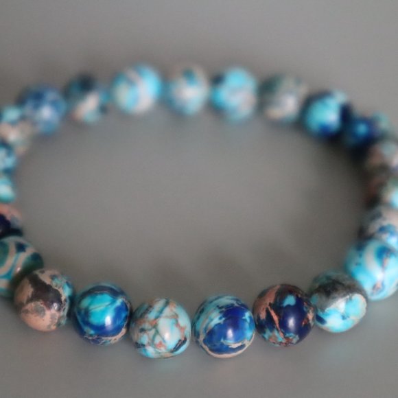 Blue Jasper Stretch Bracelet - Picture 6 of 11